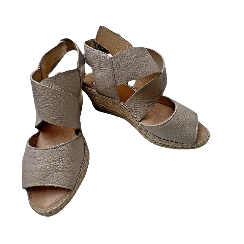 Kanna Taupe Leather Espadrilles Sandals Size 37, US 7